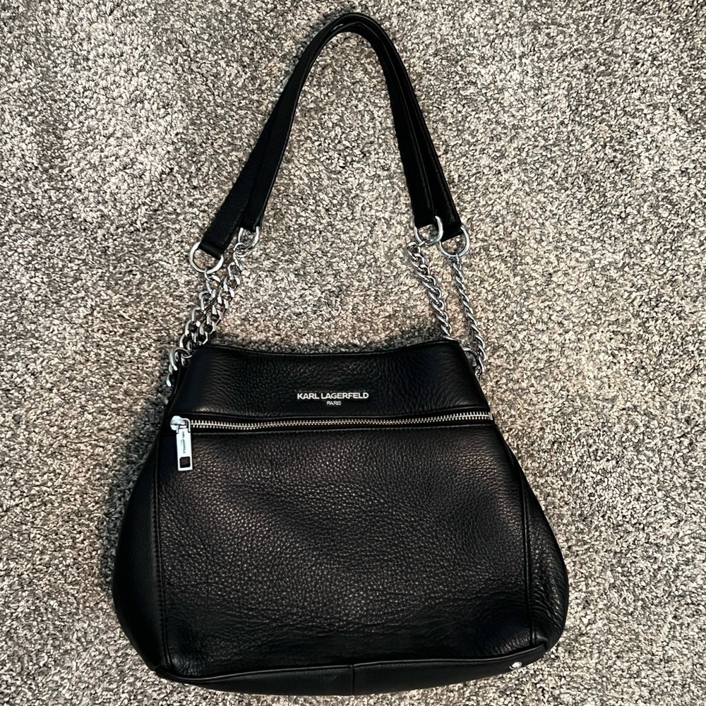 Black leather Karl Lagerfeld purse